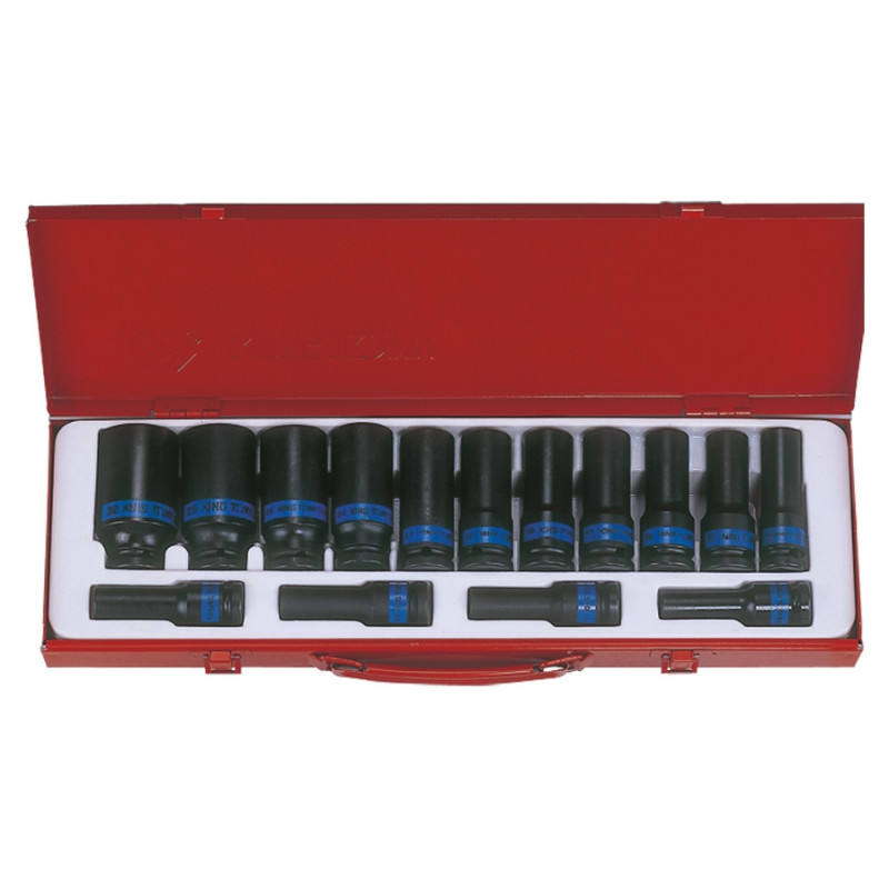 1/2" metrische impact 6-punts lange dopset - 15 stuks - 4415MP