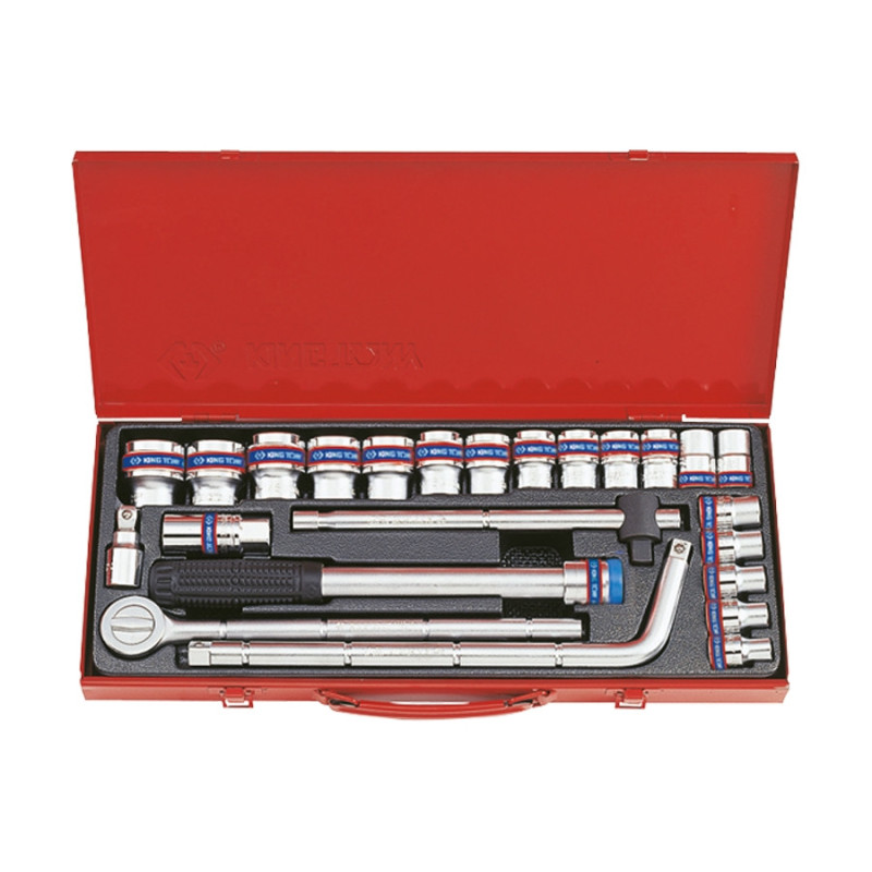 Kompletter Satz 12-Punkt-metrischer Steckdosen und 1/2" Zubehör – 24 Stück – 4024MR