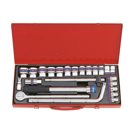 Complete set 12-punts metrische doppen en 1/2" accessoires - 24 stukken - 4024MR