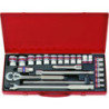 Coffret de douilles pouces et accessoires 1/2" 12 pans - 24 pièces - 4026sr03