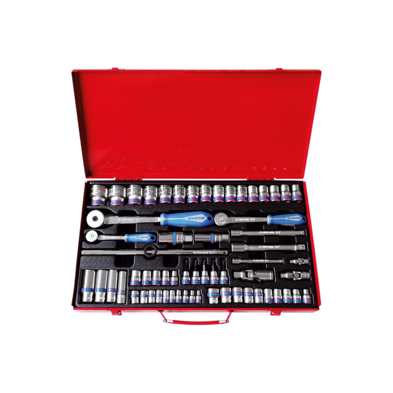 1/4", 3/8" & 1/2" metrische dopset met accessoires - 62 stukken - 9564MR01