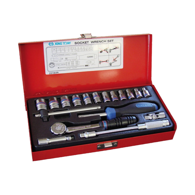 Coffret de douilles 6 pans métriques et accessoires 1/4" - 18 pièces - 2318MR