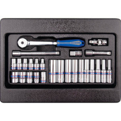 Thermogevormde 1/4" metrische doppen & accessoires 26 stukken