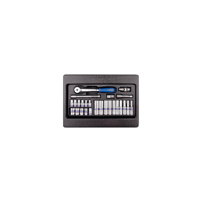 Vasos y accesorios métricos termoformados de 1/4" 26 piezas