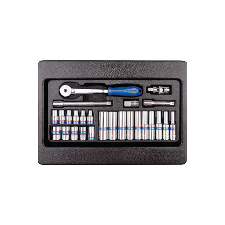 Thermoformé de douilles et accessoires 1/4" métriques 26 pièces