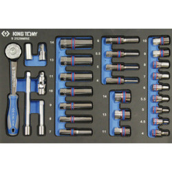 Evawave-Tablett mit 1/4" metrischen Sockeln und Zubehör – 29 Stück