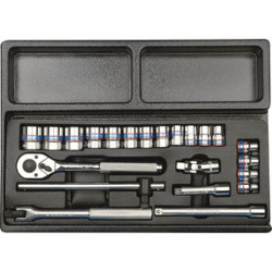 Thermoformé de douilles et accessoires 3/8" métriques - 22 pièces