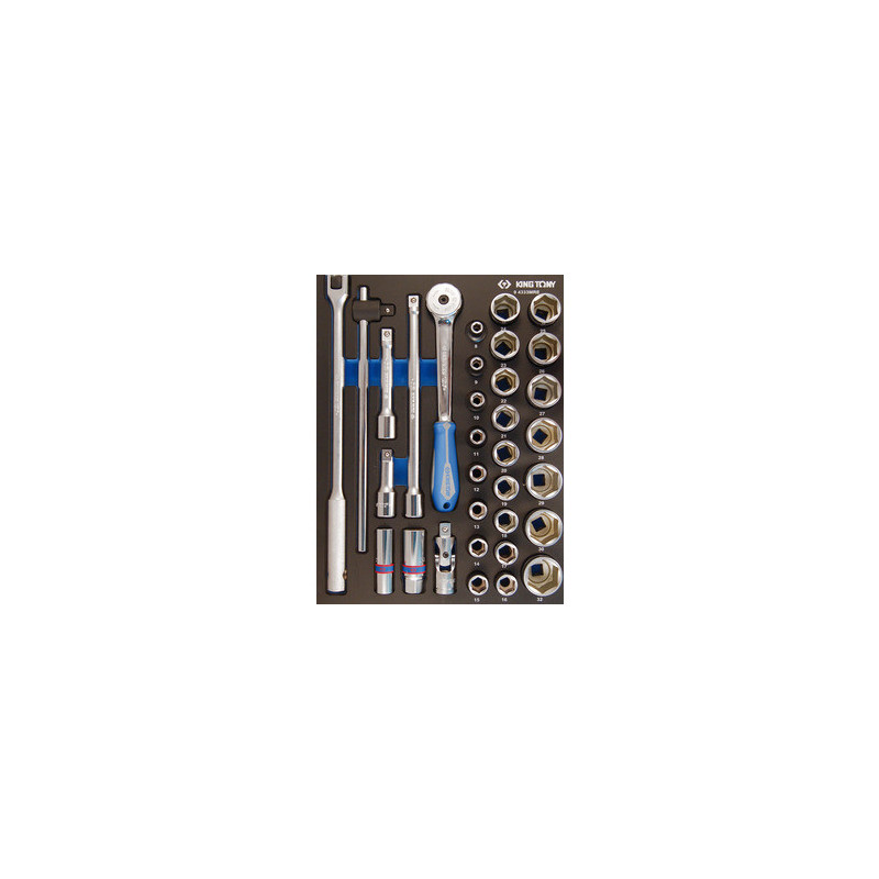 Evawave socket tray & accessoires 1/2" metrisch - 33 stuks
