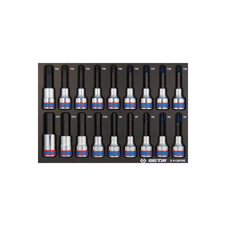 Plateau Evawave douilles 1/2" 6 Pans et Torx - 18 pièces