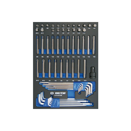 Plateau Evawave de clés mâles 6 pans. Torx et embouts - 61 pièces - 991161CQE