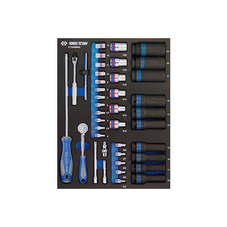 Plateau Evawave de douilles et accessoires 1/4" et 1/2" métriques - 97540MRE