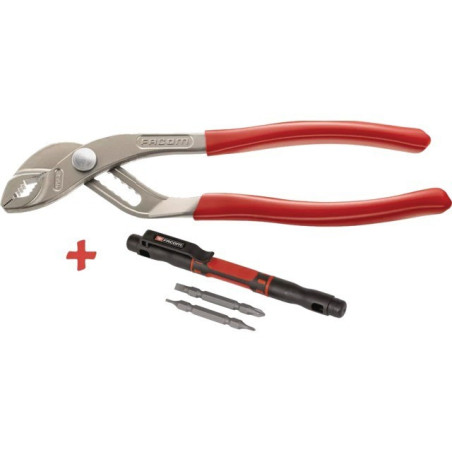 PINCE MULTIPRISE STANDARD 250MM + TOURNEVIS STYLO 4EN1 FACOM