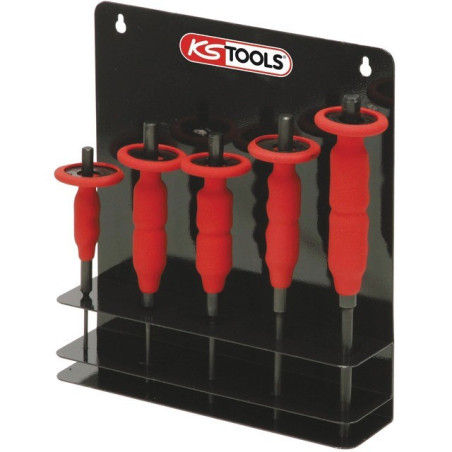 PIN FLUSHES MET HANDVAT BESCHERMENDE 3 TOT 8 MM KS TOOLS 5-DELIGE WANDDISPLAY
