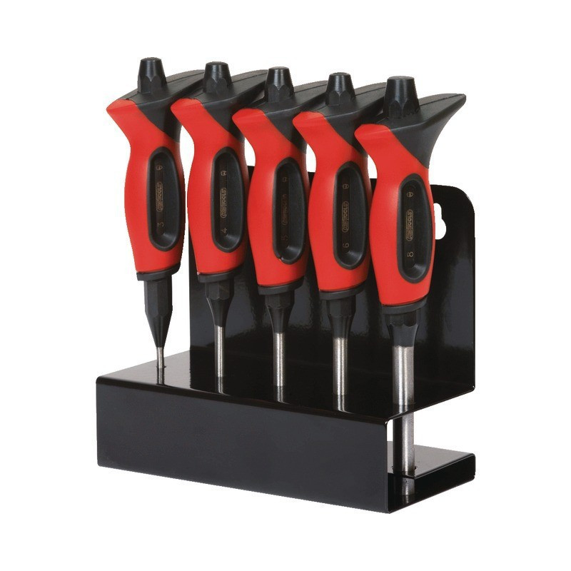 ENJUADERAS DE PASADORES BRUÑIDOS CON MANGO BIMATERIAL KS TOOLS PANTALLA DE PARED DE 5 PIEZAS