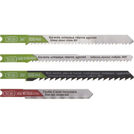 Assortiment van 4 SCID U-Hang decoupeerzaagbladen - Chroom Vanadium & HSS