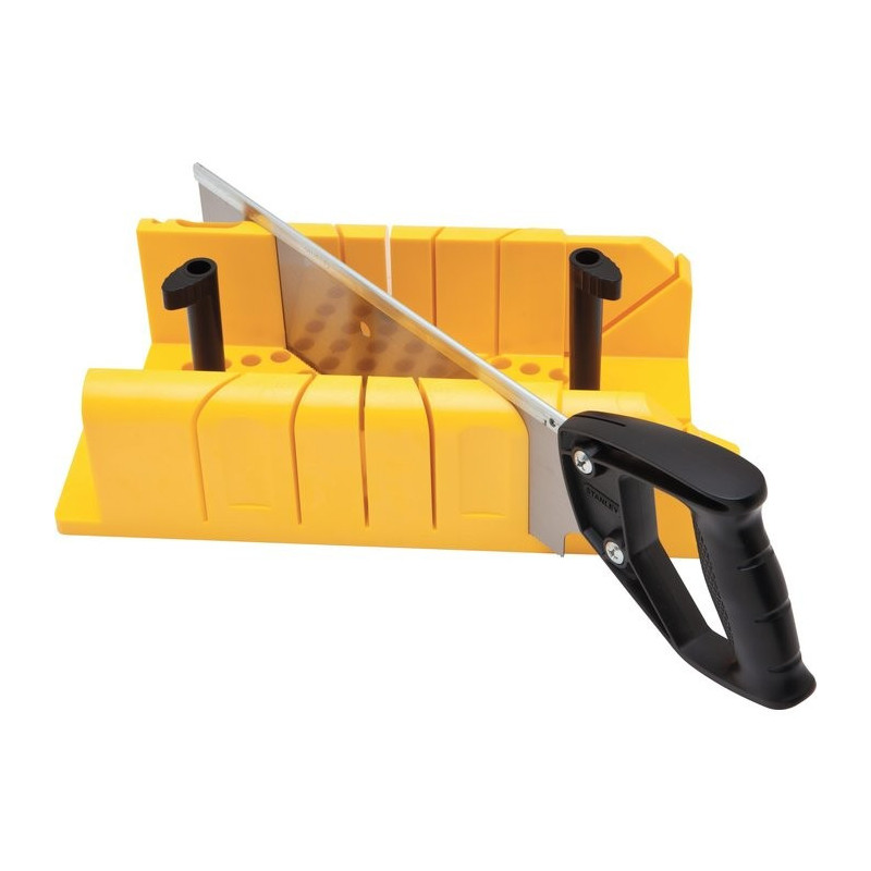 Boîte à coupe en plastique + scie à dos Stanley - Longueur 300 mm