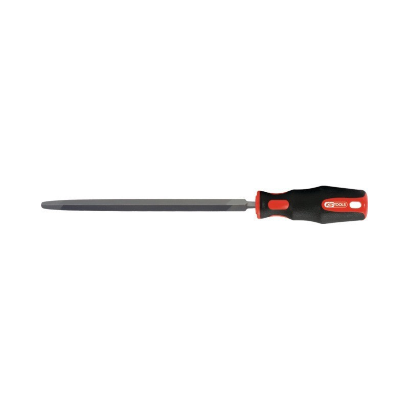 KS TOOLS SEMI-SOFT DRIEHOEKIG SLIJPVIJL MET SCHACHT 150 MM