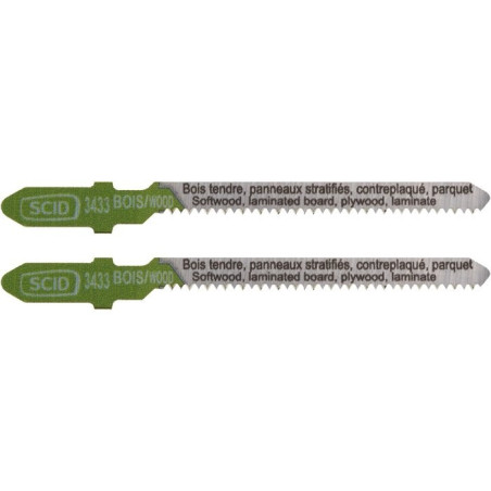 Lame de scie sauteuse bois accroche en T SCID - Epaisseur 1,25 mm - Longueur 75 mm - Vendu par 2