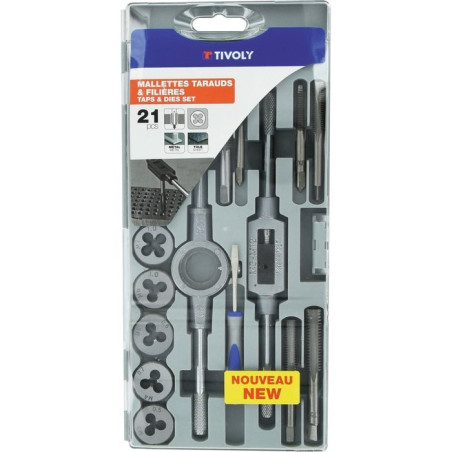 Coffret taraud et filière Tivoly - 21 pièces