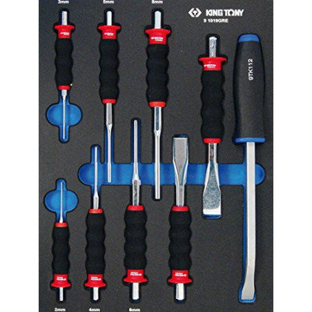 Evawave-Pin-Punch-Tablett. Ummantelte Meißel und Eff-Hebel – 91019GRE