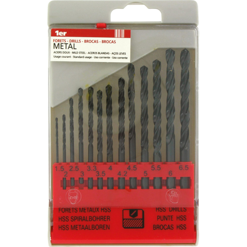 Metalen boorset - Précy HSS-standaard - Tivoly - 13 boorbits - Ø 1,5 tot 6,5 mm