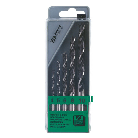 Coffret mèches bois 3 pointes Precy Tivoly - 5 mèches - Diamètre 4 à 10 mm