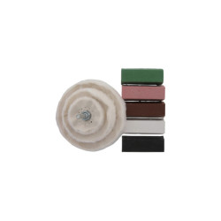 Polierset – SCID – 3 Wattepads – Durchmesser 50, 80 und 100 mm und 5 Pasten