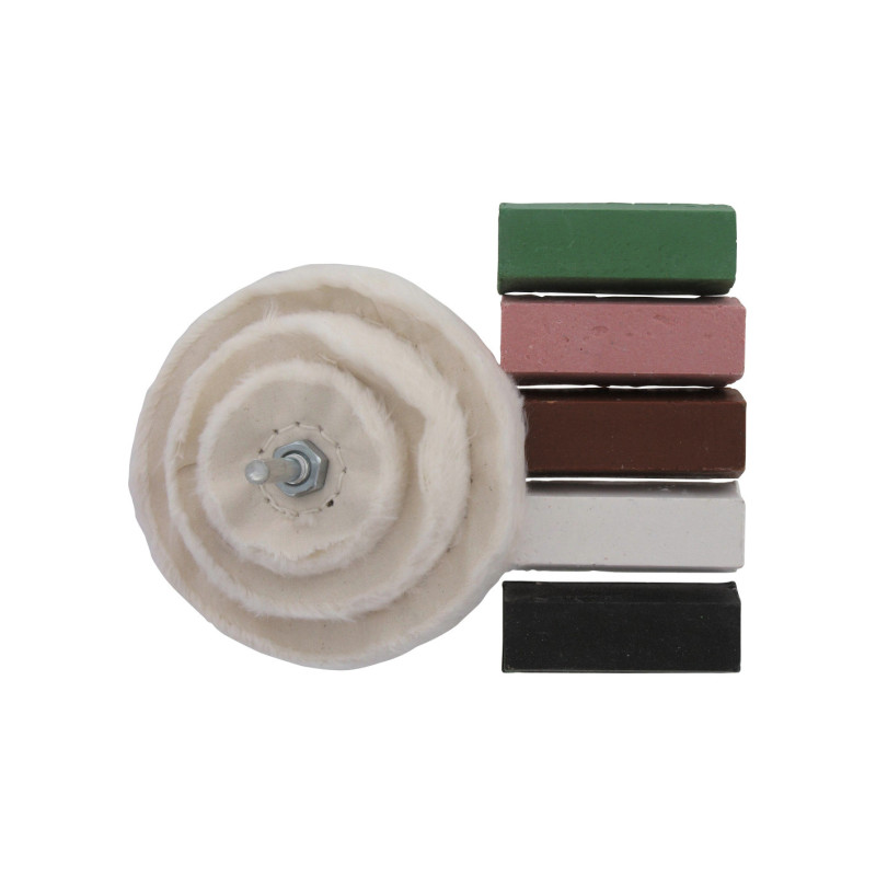 Kit de polissage - SCID - 3 tampons coton - Diamètre 50, 80 et 100 mm et 5 pâtes