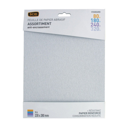 Papel de corindón antiincrustante SCID - Grano 80, 180, 240, 320 - Vendido por 4