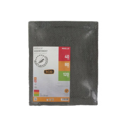 Feuille maille auto-agrippante 230 x 280 mm SCID - Grain 40 x 1 - 80 x 2 - 120 x 2 - Vendu par 5