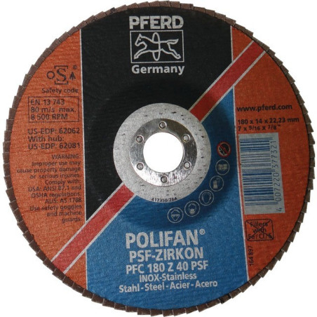 KUPPELFLÜGELSCHEIBE 180 MM KÖRNUNG 40 POLIFAN