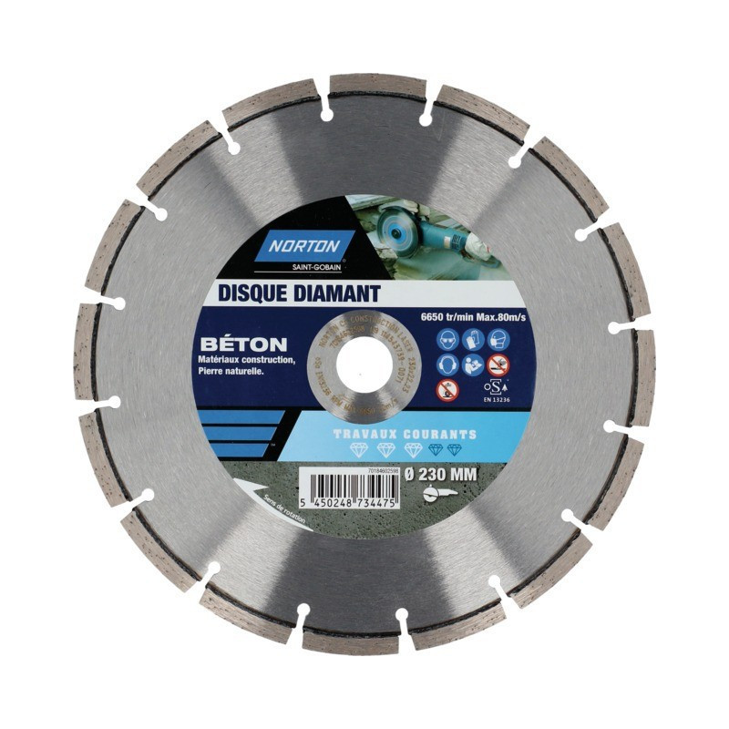 DIÁMETRO DE LA HOJA DE DIAMANTE SEGMENTADA DE 230 MM DE TRABAJO DE CORRIENTE