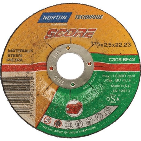 DISQUE À TRONÇONNER MATÉRIAUX 115 X 2,5 X 22,2 MM SCORE