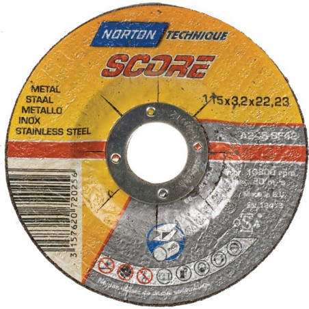 DISCO DE CORTE METÁLICO/ACERO INOXIDABLE 115 X 3,2 X 22,2 MM PUNTUACIÓN