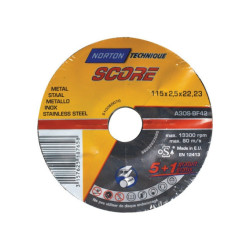 DISQUE À TRONÇONNER MÉTAL/INOX 115 X 2,5 X 22,2 MM SCORE