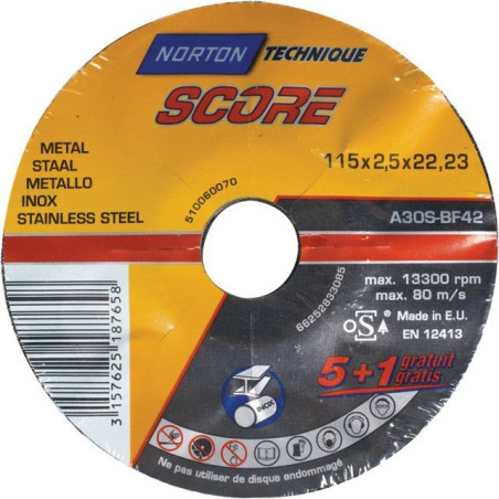 METALL/EDELSTAHL-SCHNEIDESCHEIBE 115 X 2,5 X 22,2 MM SCORE
