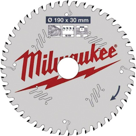 LAMA PER SEGA CIRCOLARE 190X30X48 MM TUTTI I TIPI DI LEGNO MIWAUKEE