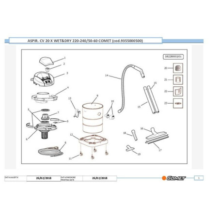 ASPIRATEUR EAU POUSSIERE INOX 20L 1600W CV20X