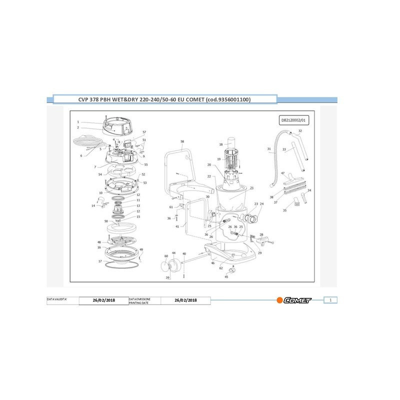 ASPIRAPOLVERE CVP378BH POLVERE UMIDA IN ACCIAIO INOX 78L 3600W