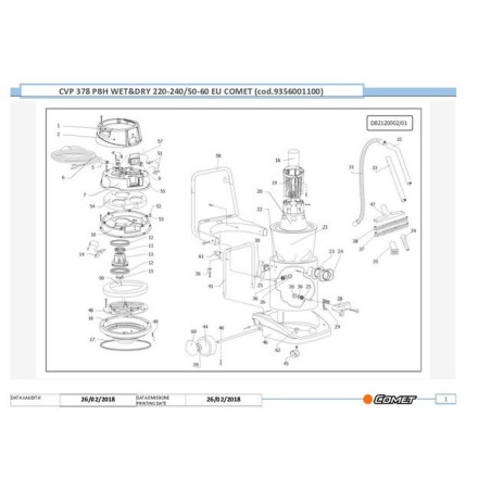 ASPIRAPOLVERE CVP378BH POLVERE UMIDA IN ACCIAIO INOX 78L 3600W