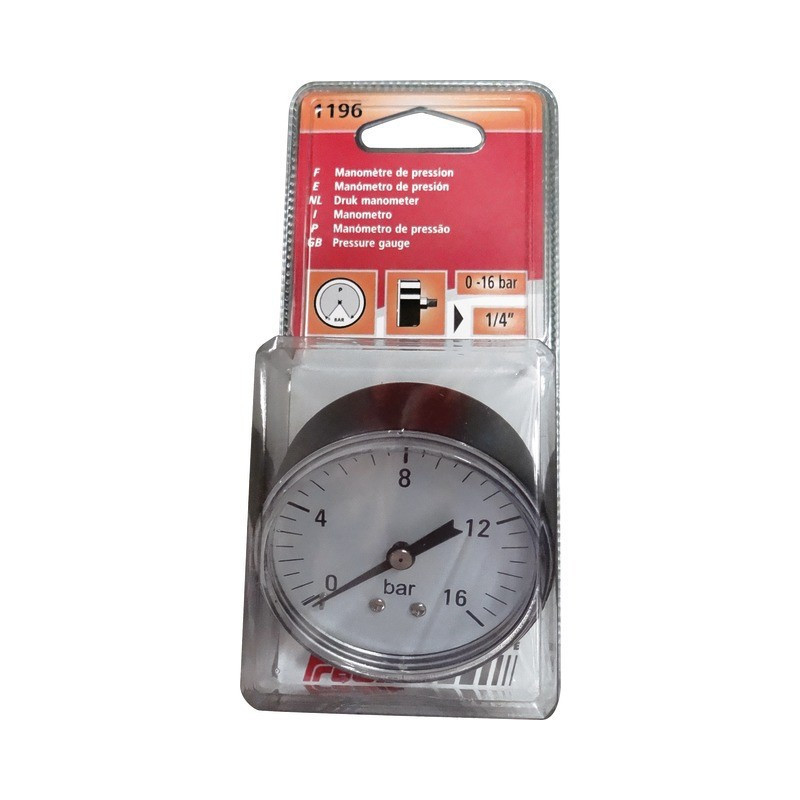 DRUKMETER 16 BAR Ø 60 MM 1/4 BLARE