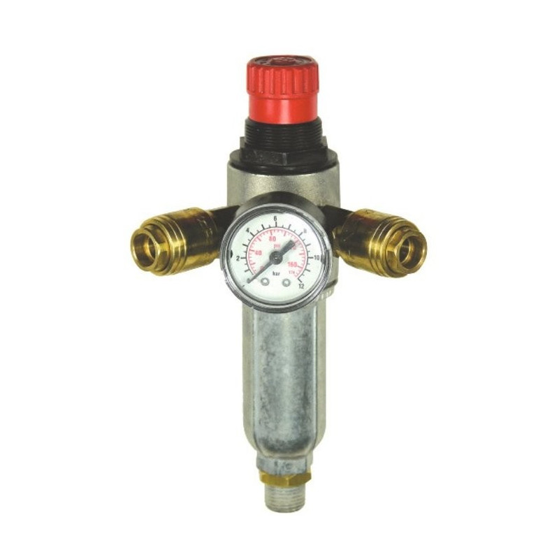 Filtre régulateur + manomètre sorties rapides Mecafer