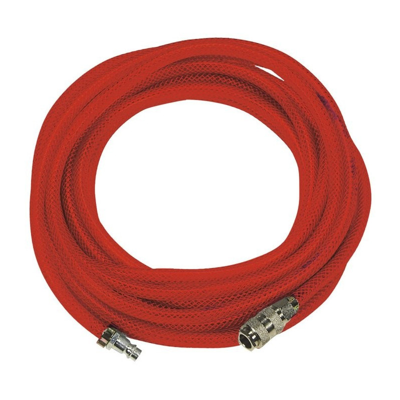 Mecafer versterkte vlechtslang + snelkoppelingen - Lengte 7,5 m - Binnendiameter 8 mm - Buitendiameter 13 mm