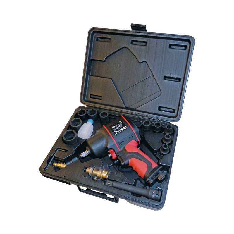 SCORPIO 1/2" 1220 NM SLAGMOERSLEUTEL MET 10 DOPPEN