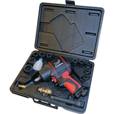 LLAVE DE IMPACTO SCORPIO 1/2" 1220 NM CON 10 VASOS