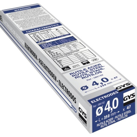 Electrodo tradicional de acero rutilado Gys - diámetro 4 mm - vendido por 47