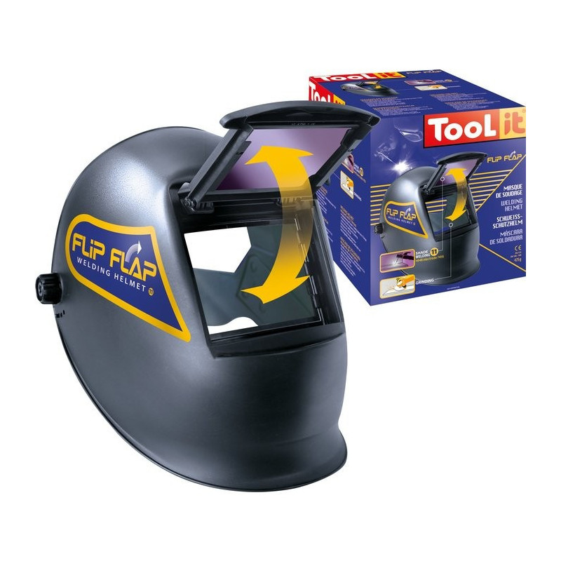 Tool It Flip-Flap Schweißhelm – 93 x 44 mm Sichtfeld – 2 freihändig