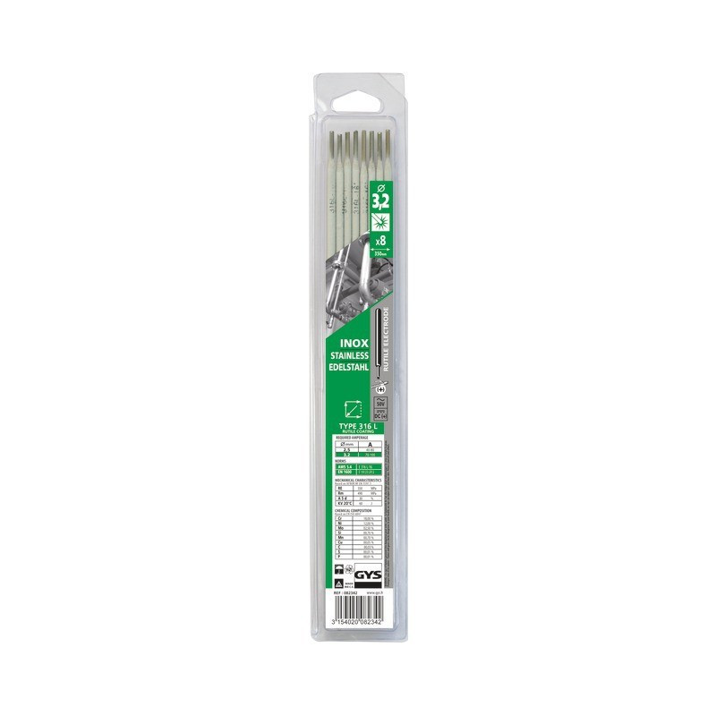 ELECTRODO DE ACERO INOXIDABLE 316L D 3,2 AMPOLLAS DE 25 GYS