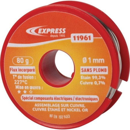 Soudure étain bobine Express - Spécial composants électriques - 80 g