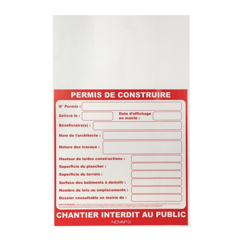 Novap-Baugenehmigungspaneele – 1200 x 800 mm